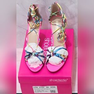 Shoedazzle Dress Sandals - STYLE LAYCIE - color Floral Multi Print - Size 9.5